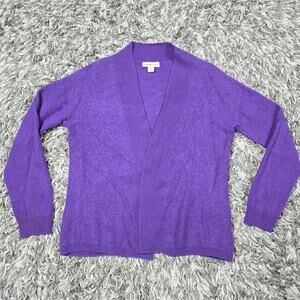 Coldwater Creek Sweater Womens Medium Purple Open Front Cardigan Knit